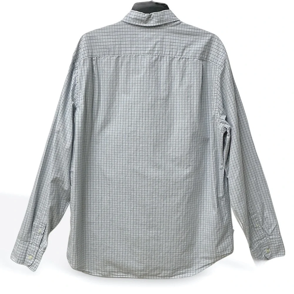 J. Crew Mens Blue White Micro Check Cotton Button Down Shirt XL 47238 FA14